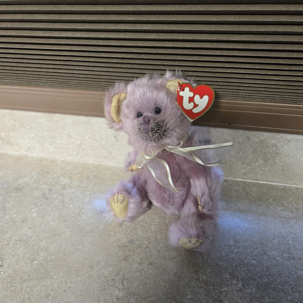 TY Beanie Baby Lavender Plush Teddy Bear - Purple